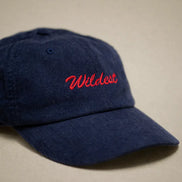navy blue corduroy baseball cap side view