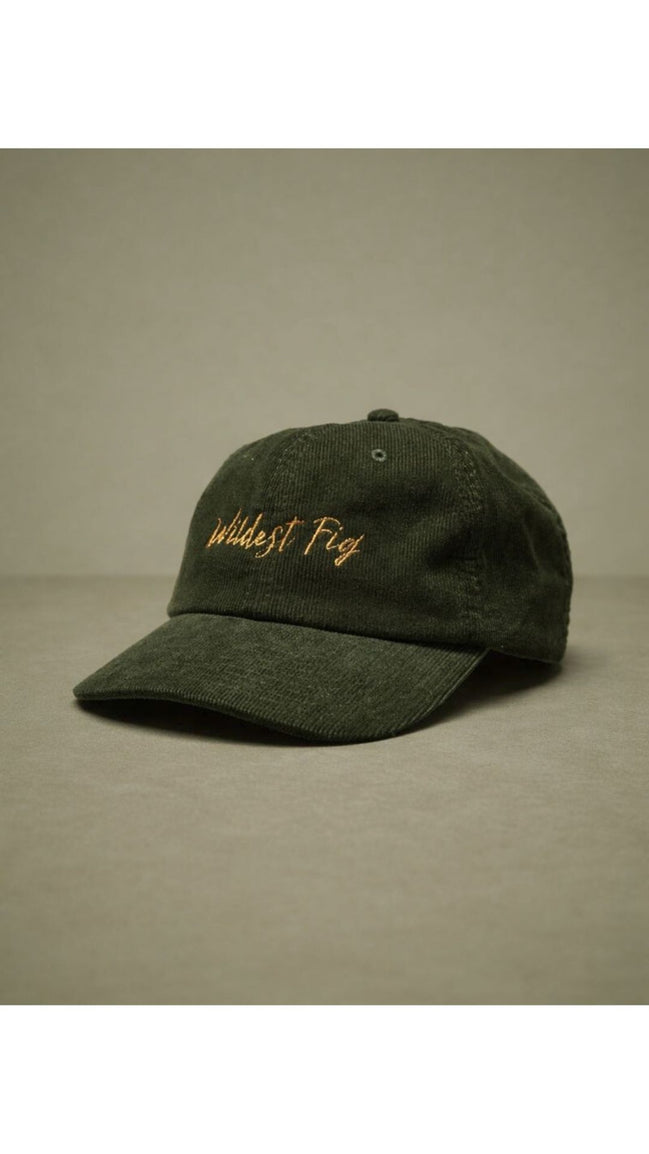 Baseball Cap Corduroy "Wildest Fig" Sunset Yellow on Olive Green The Wildest Fig