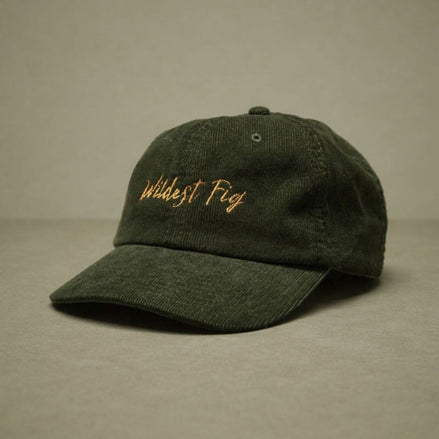 Baseball Cap Corduroy "Wildest Fig" Sunset Yellow on Olive Green The Wildest Fig