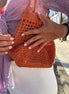 Crochet Bucket Bag Burnt Terracota 100% Linen The Wildest Fig