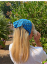 Crochet Bandana Ocean Blue 100% Silk The Wildest Fig