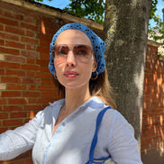 Crochet Bandana Ocean Blue 100% Silk The Wildest Fig