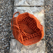 Crochet Bucket Bag Burnt Terracota 100% Linen The Wildest Fig