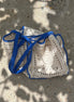 Crochet Hand Bag White & Cobalt 100% Organic Cotton The Wildest Fig