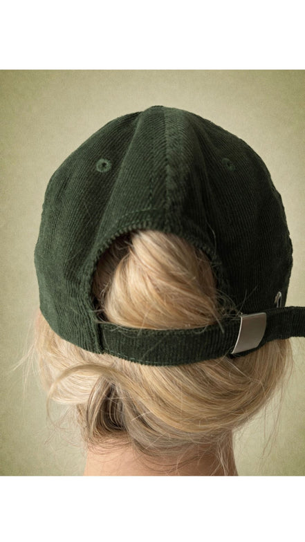 Baseball Cap Corduroy "Wildest Fig" Sunset Yellow on Olive Green The Wildest Fig