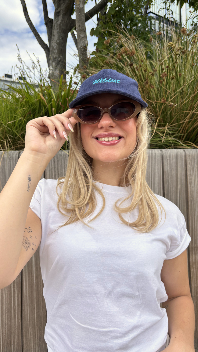 Baseball Cap Corduroy "Wildest" Light Blue on Navy Blue The Wildest Fig